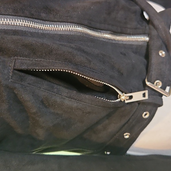 COPY Lulus Ride With Me Black Vegan Suede Moto Jacket Size Small - Picture 7 of 13